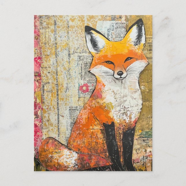 Carte Postale Renard Rouge Adorable Mixte Média (Devant)