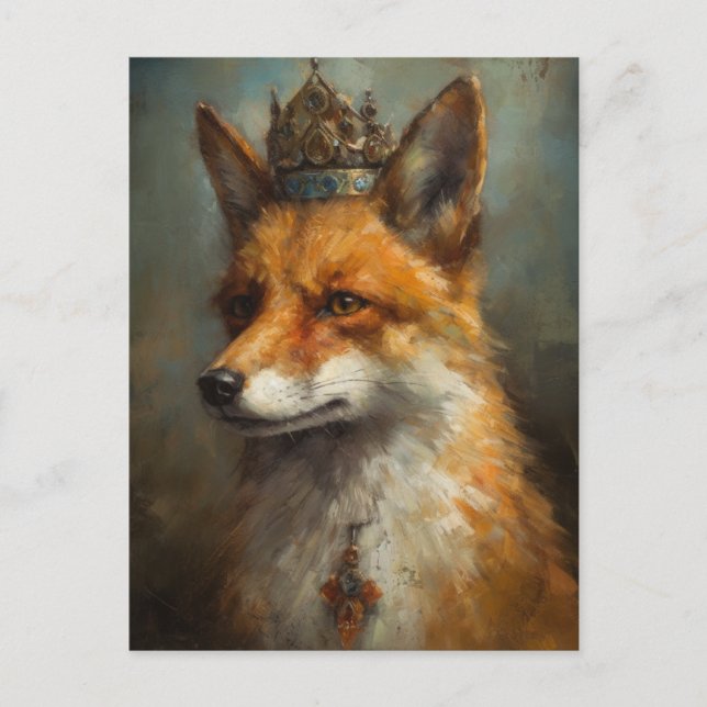 Carte Postale Renard rouge dans une couronne (Devant)