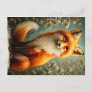 Carte Postale Renard roux en forêt hivernale