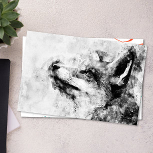 Carte Postale Renard roux noir et blanc aquarelle 01