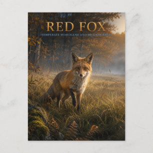 Carte Postale Renard roux Prairie boisée ANIMAUX