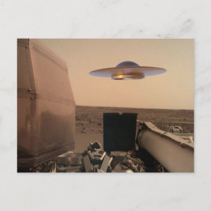 Carte Postale Rencontre avec la soucoupe UFO Alien Mars InSight