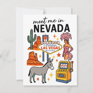 Carte Postale Rencontre-moi à Nevada Las Vegas Showgirl Âne