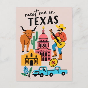 Carte Postale Rencontre-moi au Texas Retro Cowboy Austin