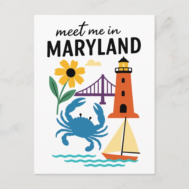 Carte Postale Rencontre-moi dans le phare du Maryland voilier Cô (Devant)