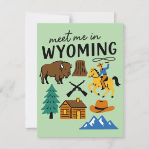Carte Postale Rencontre-moi dans le Wyoming Cowboy Bison Rétro