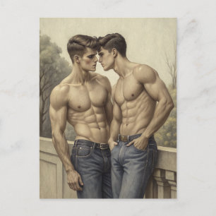 Carte Postale Rencontre romantique baroque : une peinture évocat