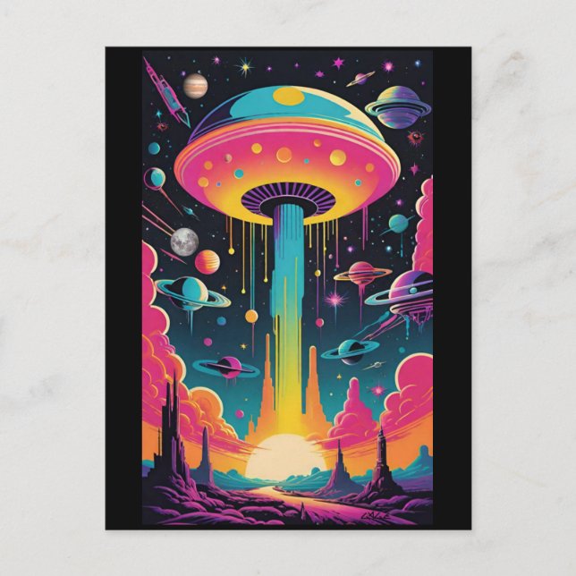 Carte Postale Rencontre UFO sur la planète 9 (Devant)