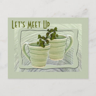 Carte Postale Rencontrons-nous Tasses vertes Brins de menthe Pho