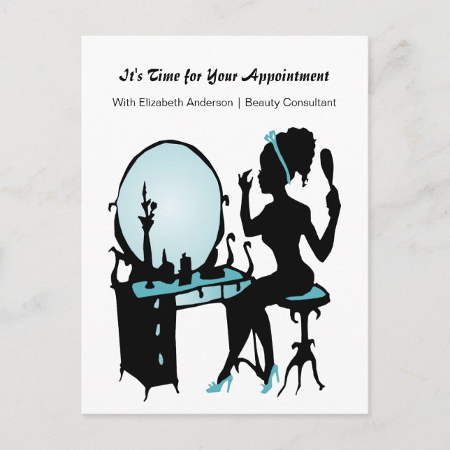Carte Postale Rendez-vous au salon de coiffure Rappel Turquoise  (Devant)