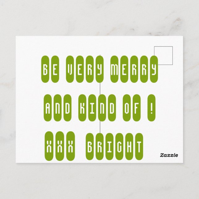 Carte Postale Rendre Noël super à nouveau pale vert neige bauble (Dos)