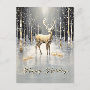 Carte Postale Renne de Noël en or de vacances