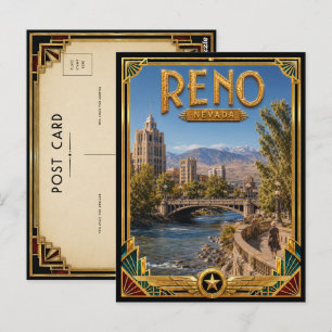Carte Postale Reno Nevada Art Déco Vintage Âge d'Or