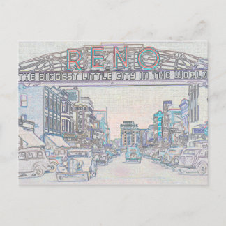 CARTE POSTALE RENO NEVADA VINTAGE COLORÉ EAU COLORÉ NON ART