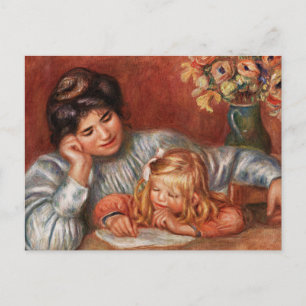 Carte Postale Renoir - Cours d'écriture, célèbre peinture