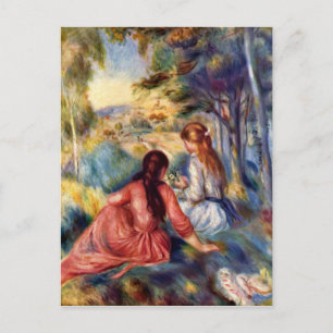 Carte Postale Renoir : Deux Filles Assises dans l'Herbe