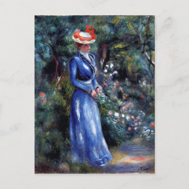 Carte Postale Renoir - Femme en robe bleue (Devant)