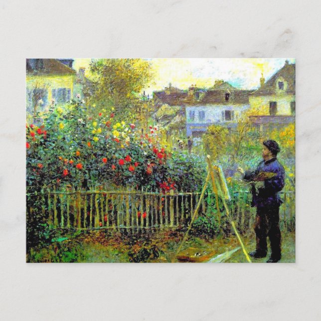 Carte Postale Renoir - Monet Peinture dans son jardin (Devant)