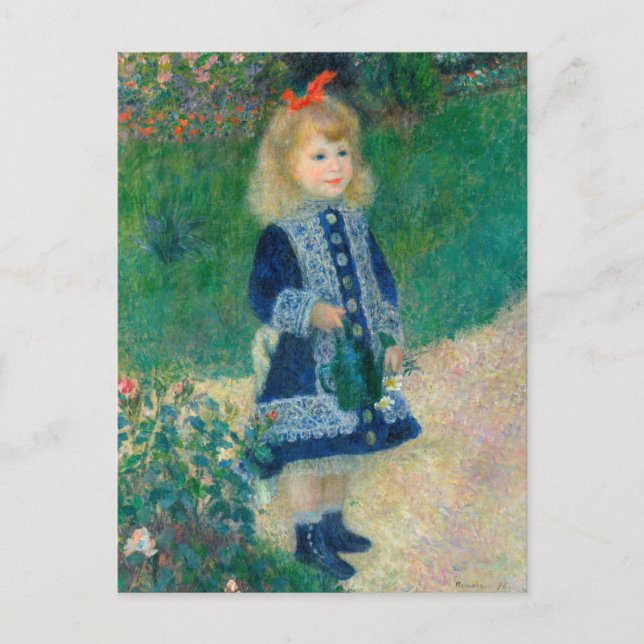 Carte Postale Renoir "Une fille avec une canne d'arrosage" (Devant)