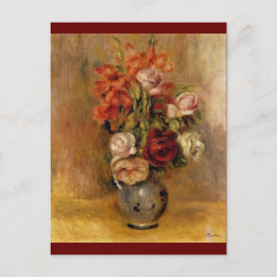 Carte Postale Renoir's A Vase of Gladiolas and Rose