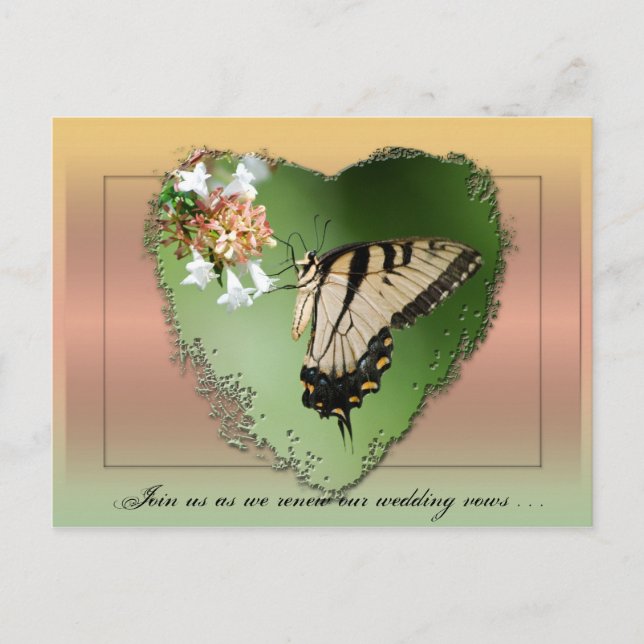 Carte postale Renouvellement Vow mariage/Papillon  (Devant)