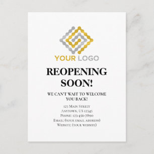 Carte Postale Réouverture Bientôt Faire-part d'ouverture