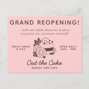 Carte Postale Réouverture de la boulangerie à logo de gâteau