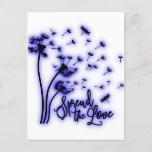 Carte Postale Répandre Les Dandelions Amoureux et les libellules
