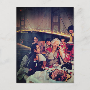 Carte Postale Repas de famille au pont