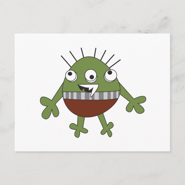 Carte Postale repère le monstre vert idiot (Devant)