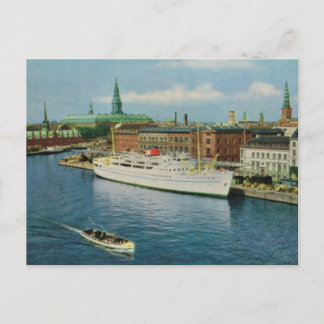 Carte Postale Réplique Danemark Vintage, bateau de croisière, Co