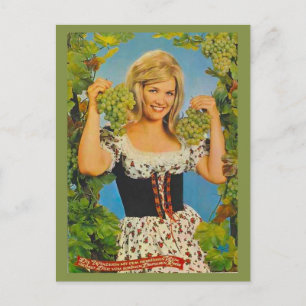 Carte Postale Réplique publicité Vintage, fille bavaroise, raisi
