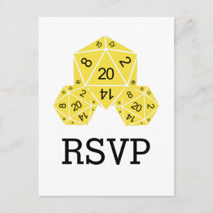 Carte postale Réponse aux dés D20 jaune