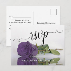 Carte Postale Réponse de mariage chic Rose réfléchissant Violet 