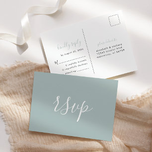 Carte Postale Réponse de mariage en verre de mer minimaliste mod