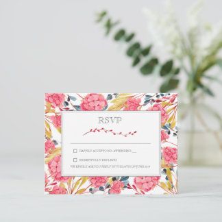Carte Postale Réponse de mariage floral de nature rose