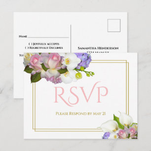 Carte Postale Réponse de Mariage Floral de Printemps Bouquet Pas