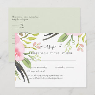 Carte Postale Réponse de mariage Olives Rose pâle
