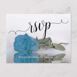 Carte Postale Réponse de mariage Rose Bleu Ciel Élégant avec Ref