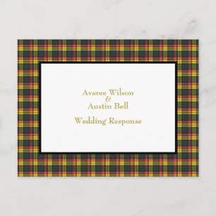 Carte Postale Réponse du Mariage Buchanan Tartan