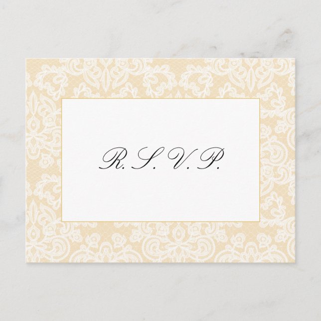 Carte Postale Réponse du Mariage de script élégant de dentelle n (Devant)