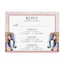 Réponse RSVP du Mariage indien Elephant Multi Even