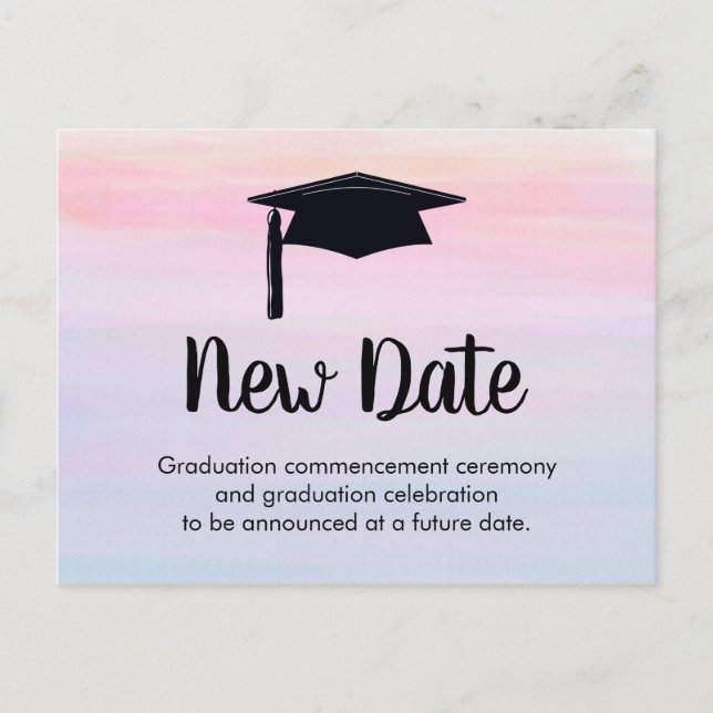 Carte Postale Report de la nouvelle date d'obtention du diplôme (Devant)