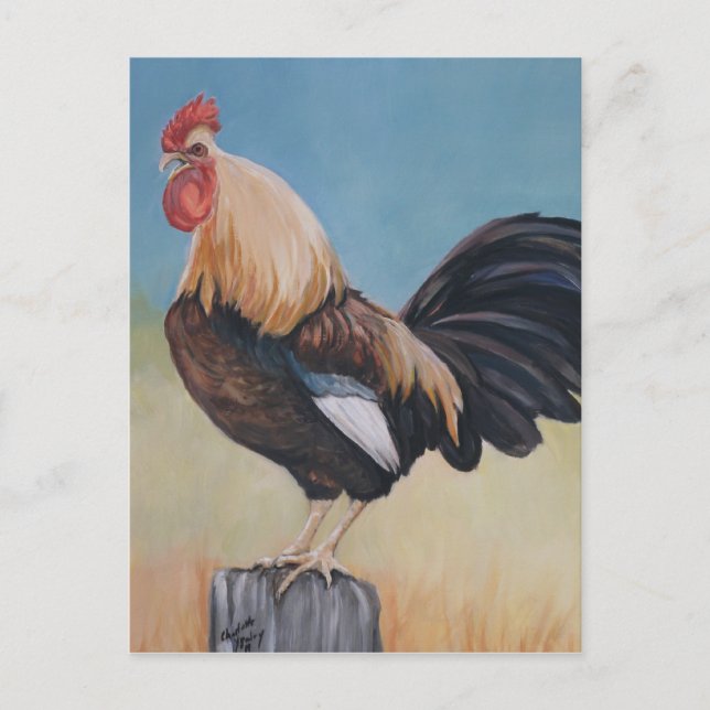 Carte postale Reproduction d'art du coq du matin (Devant)
