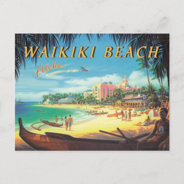 Carte postale Reproduction Vintage de la plage de  (Devant)