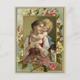 Carte postale Reproduction Vintage mère et fille