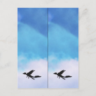 Carte Postale Reptilian Bird Dragon and Clouds Fantasy Art