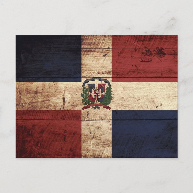 Carte Postale République dominicaine Drapeau sur le vieux grain  (Devant)