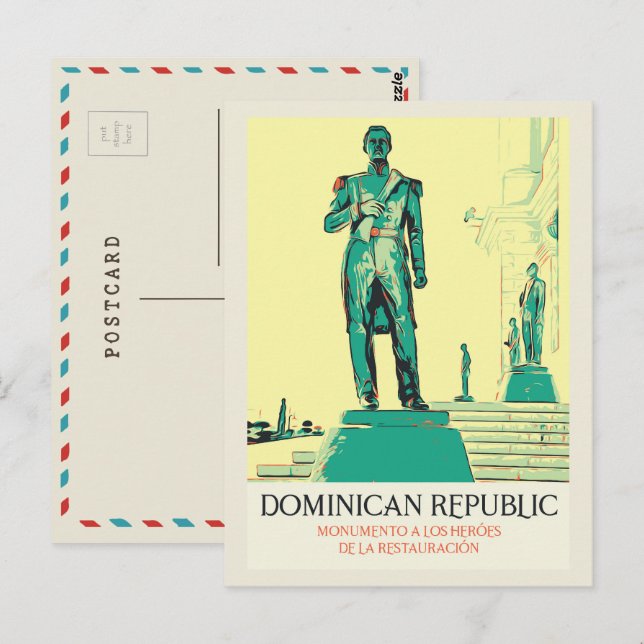 Carte Postale République Dominicaine, Héros du poste de Restaura (Devant / Derrière)