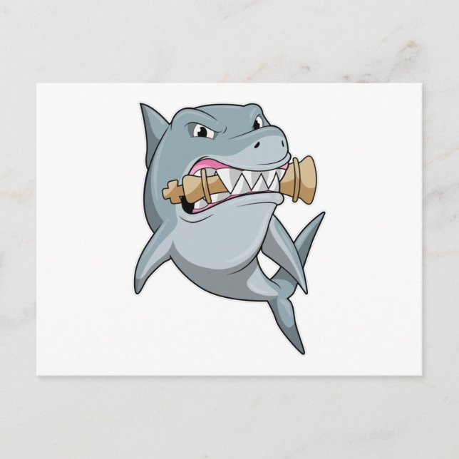 Carte Postale Requin aux échecs avec pièce d'échecs King (Devant)